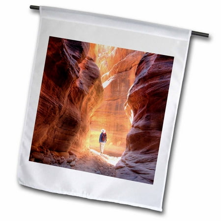 3dRose, UT, Paria Canyon-Vermillion Cliffs, Hiker - US45 JWI0258 - Jamie and Judy Wild, 12 x 18 inch Garden Flag