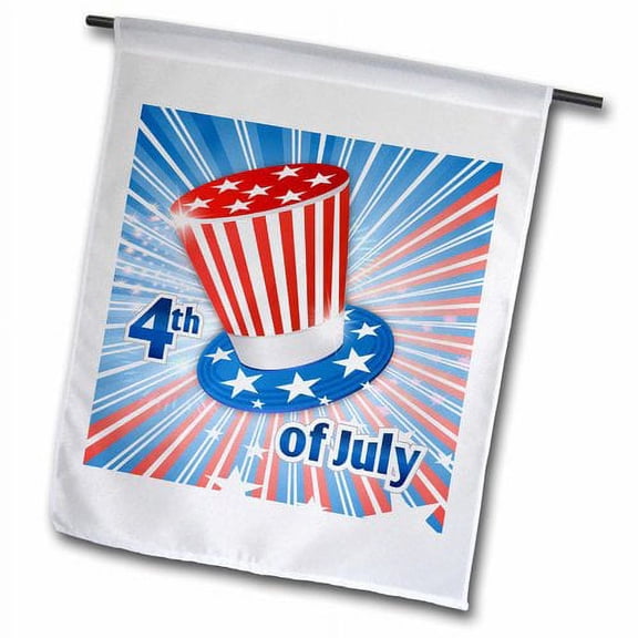 3dRose, Stars and Stripes Uncle Sam Hat 4th of July Patriotic Design Red White And Blue For American Pride, 18 x 27 inch Garden Flag