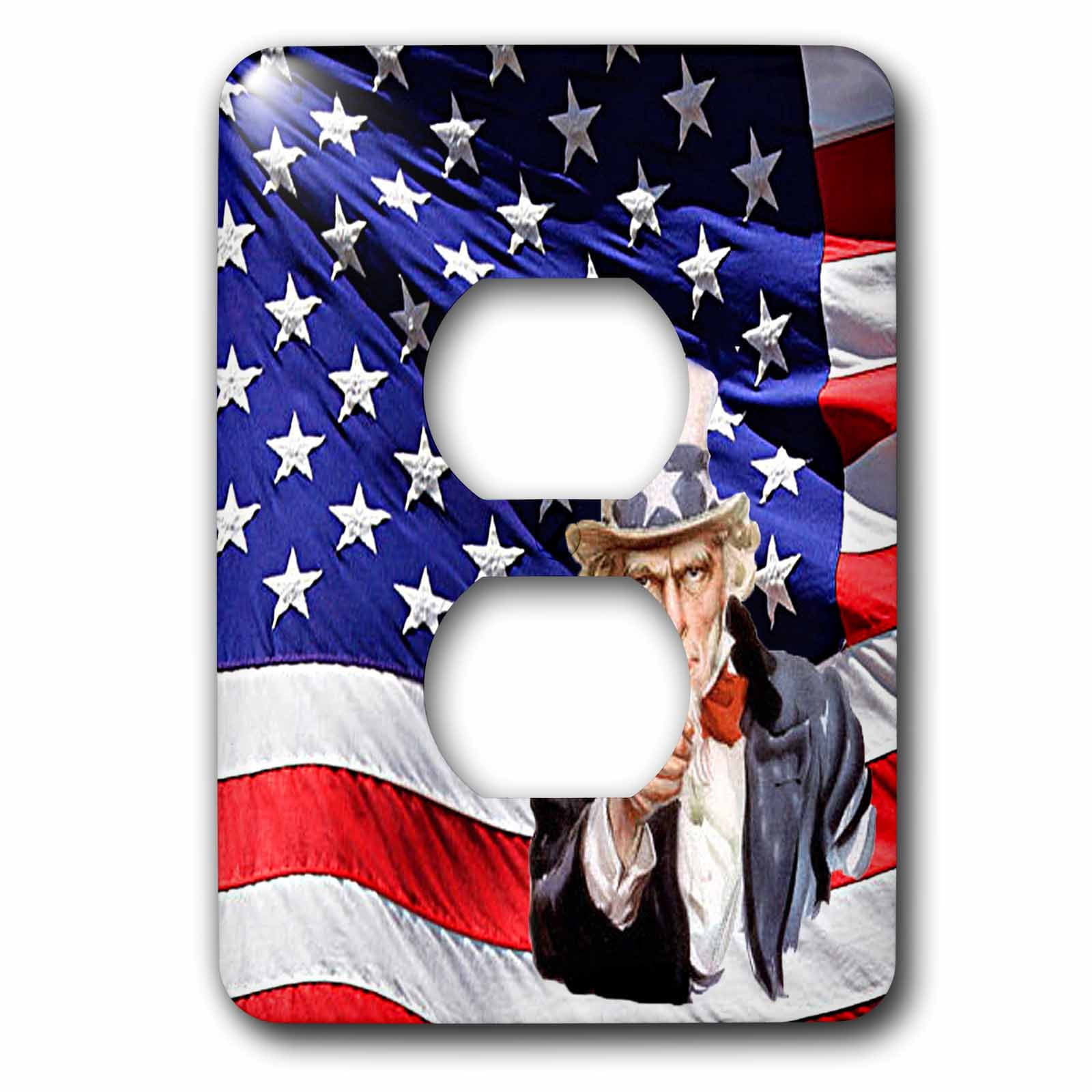 3dRose, Uncle Sam and the American Flag, 2 plug outlet cover