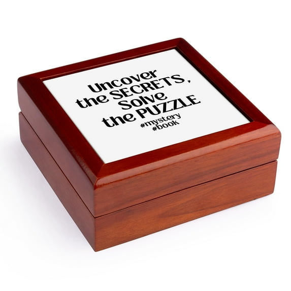 3dRose, Uncover the SECRETS, Solve the Puzzle - genre - Mystery, Jewelry Box 5.5x5.5 inch with 4 inch tile