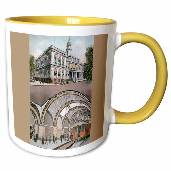 3drose, Underground Loop Station at City Hall, New York City, 11oz Two-tone Yellow Mug