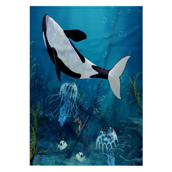 3dRose, Underwater scene with orca fishes and jellyfish, 22x30 Bath Hand Pool Towel