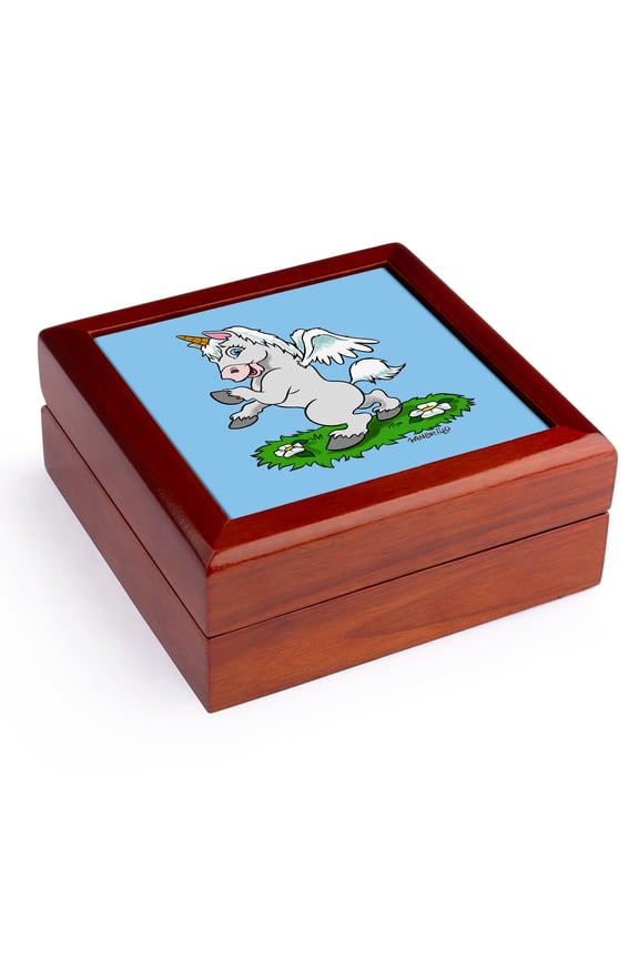 , Unicorn Art, Jewelry Box 5.5x5.5 inch with 4 inch tile