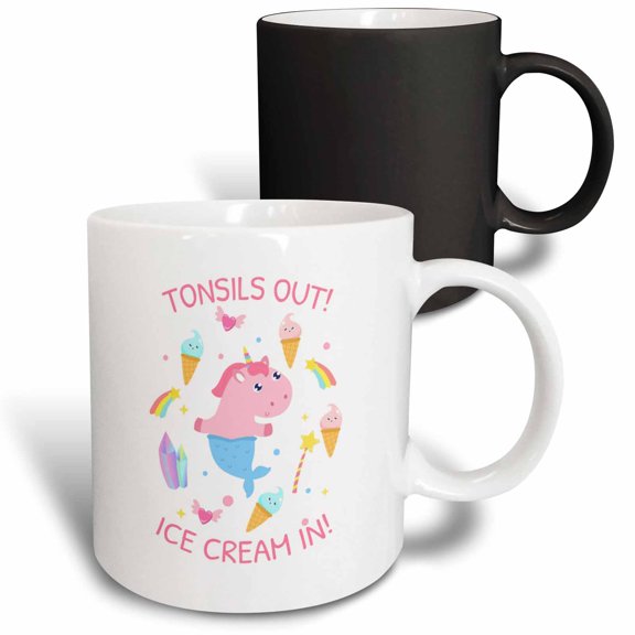 3drose, Unicorn Mermaid Tonsils Out, Ice Cream in Mermicorndesign, 11oz Magic Transforming Mug