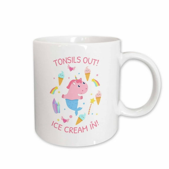 3drose, Unicorn Mermaid Tonsils Out, Ice Cream in Mermicorndesign, 15oz Mug