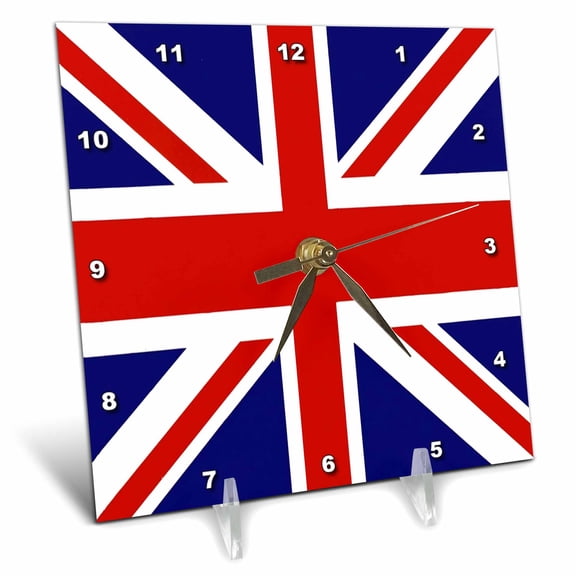 3dRose, Union Jack Old British Naval Flag, 6x6 Desk Clock