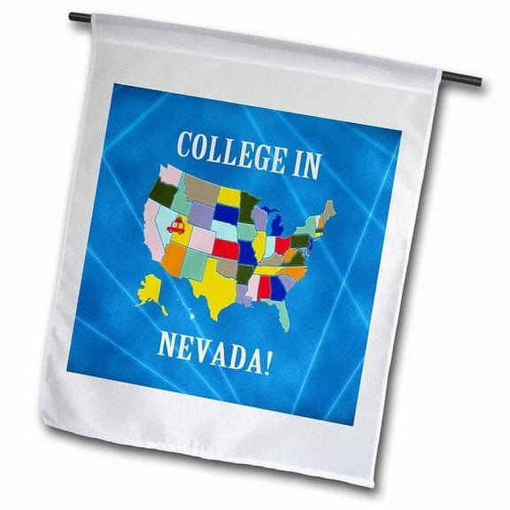 3dRose, United States Map, College in Nevada, Heart and Car, Luggage, 12 x 18 inch Garden Flag