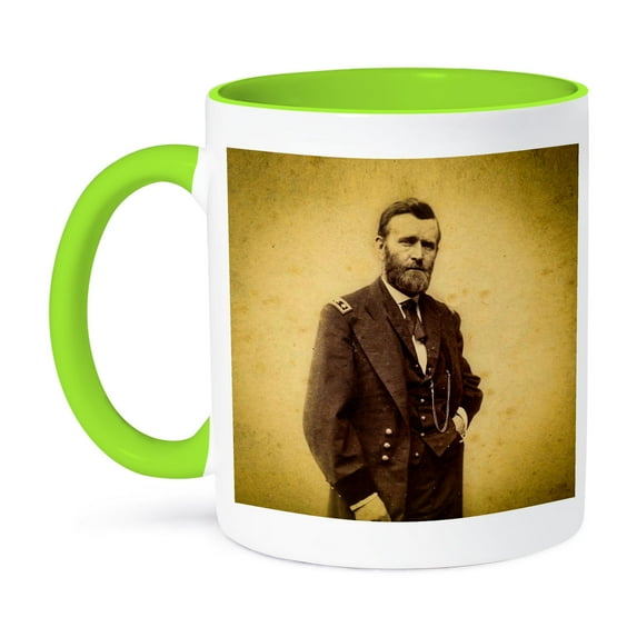 3dRose, United States President Civil War General Ulysses S. Grant Vintage, 11oz Two-Tone Green Mug