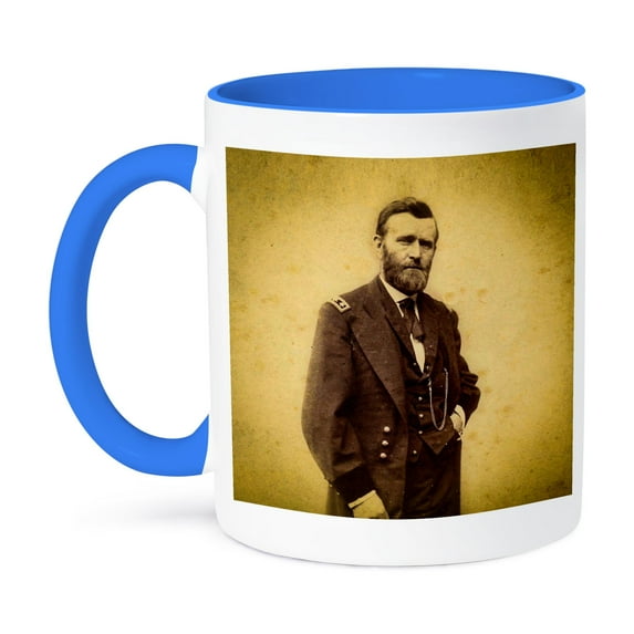 3dRose, United States President Civil War General Ulysses S. Grant Vintage, 15oz Two-Tone Blue Mug