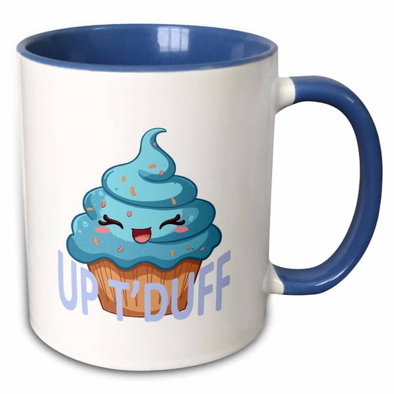 3drose, Up T Duff Its a Boy Yorkshire Pregnancy Tyke Slang, 11oz Two-tone Blue Mug