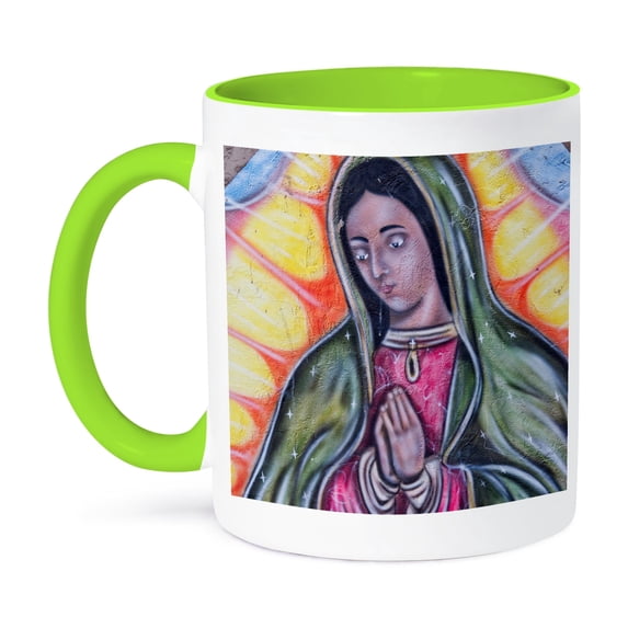 3dRose, USA, New Mexico, Catholicism, Virgin of Guadalupe - US32 LNO0184 - Luc Novovitch, 15oz Two-Tone Green Mug