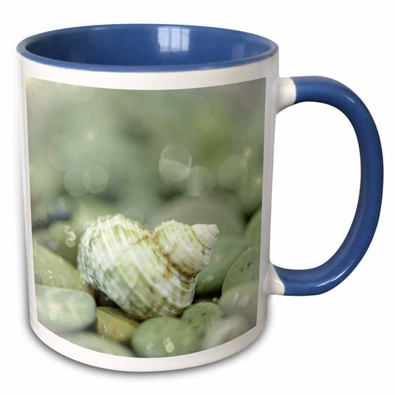 3drose, Usa, Washington, Seabeck. Sea Shell and Beach Rocks., 11oz Two-tone Blue Mug