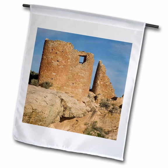 3dRose, Utah, Little Ruin Canyon Hovenweep Castle Anasazi - US45 BJA0239 - Jaynes Gallery, 12 x 18 inch Garden Flag