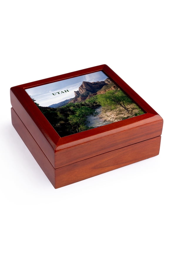 , Utahs Zion National Park, Jewelry Box 5.5x5.5 inch with 4 inch tile