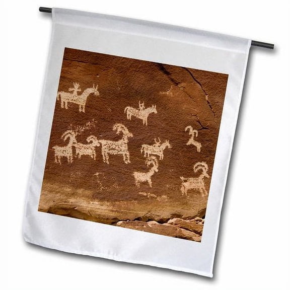 3dRose, Ute Petroglyphs, Arches National Park, Utah, USA - US45 RSC0022 - Roddy Scheer, 12 x 18 inch Garden Flag