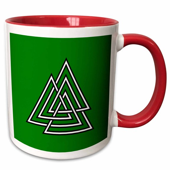 3drose, Valknut Knot Old Symbol of Interlaced Triangles 1, 15oz Two-tone Red Mug