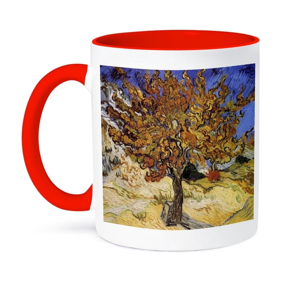 3dRose, Van Gogh Mulberry Tree, 15oz Two-Tone Red Mug