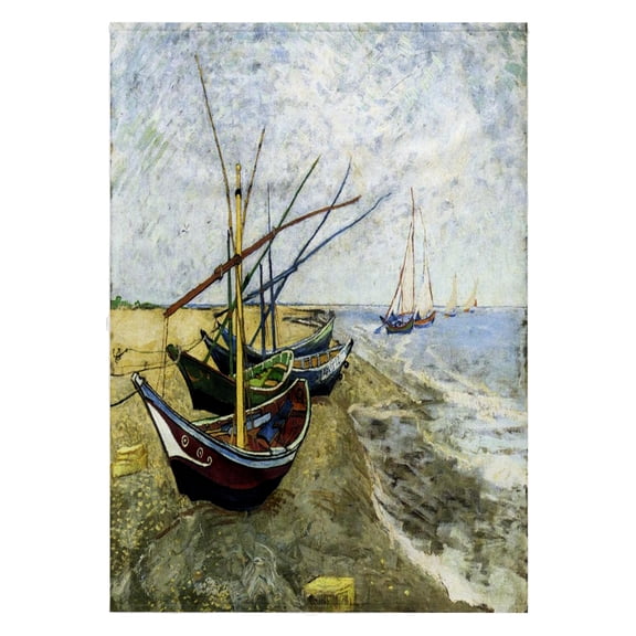 3dRose, Van Gogh Painting Fishing Boats On The Beach, 22x30 Bath Hand Pool Towel