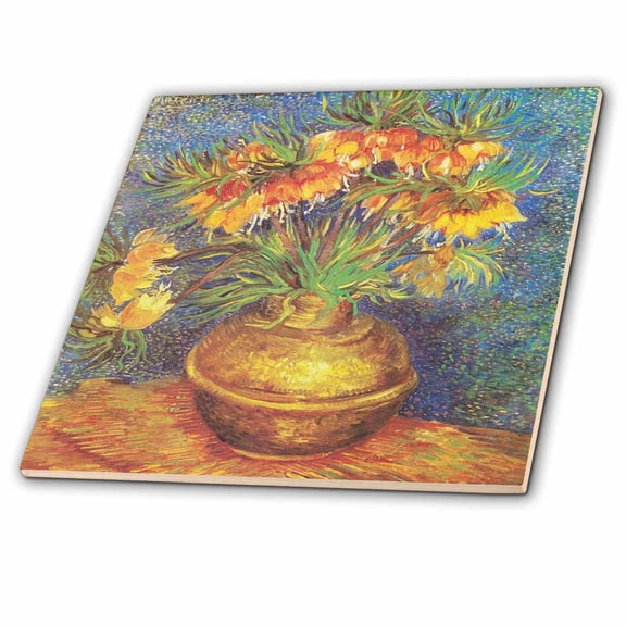 3dRose, Van Goghs Painting Crown Imperial Copper Vase, 6 Inch Ceramic Tile