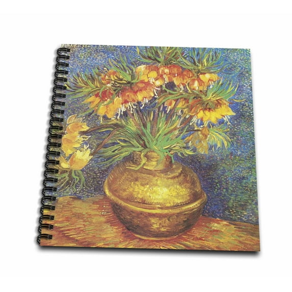 3dRose, Van Goghs Painting Crown Imperial Copper Vase, Mini Notepad 4 x 4 inch