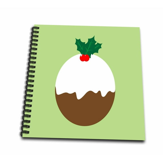 3dRose, Vector Design of A Christmas Pudding With Holly Decoration, Mini Notepad 4 x 4 inch