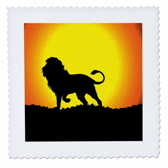 3dRose, Vector Lion with Sun in the Background, 14x14 inch quilt square