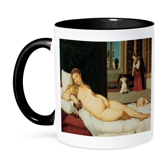 3dRose, Venus of Urbino by Titian, 15oz Two-Tone Black Mug
