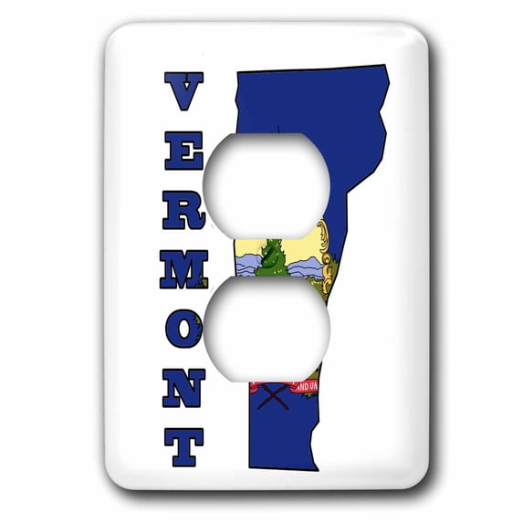 3dRose, Vermont state flag in the outline map and letters for Vermont, 2 plug outlet cover