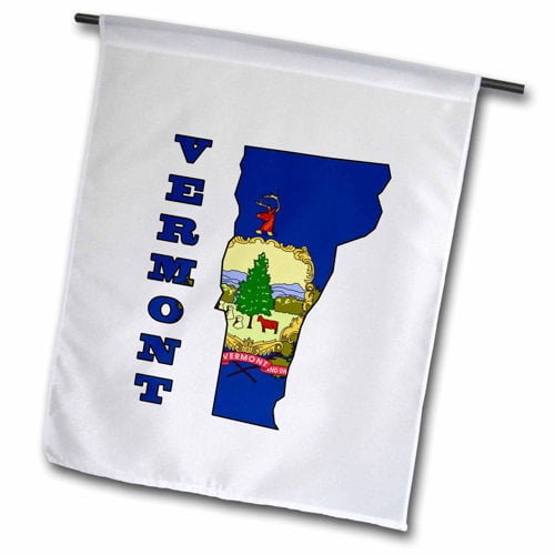 3dRose, Vermont state flag in the outline map and letters for Vermont, 12 x 18 inch Garden Flag