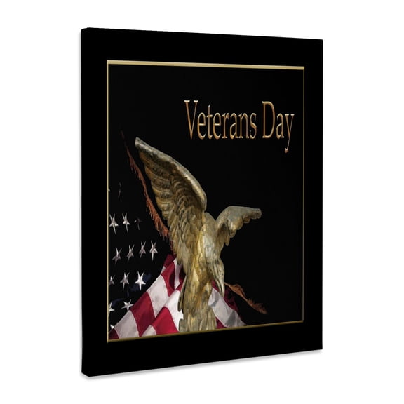 3dRose, Veterans Day, Soaring Eagle with American Flag, Museum Grade Canvas Wrap 8x10