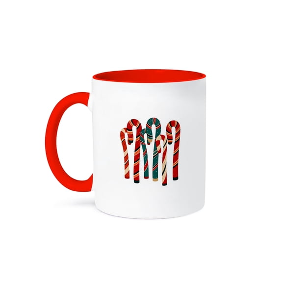 3drose, Vibrant Mid-century Modern Christmas Poinsettia Leaves Pattern, 11oz Two-tone Red Mug