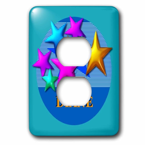 3dRose, Vibrant colored stars on a blue background personalized with the name Diane, 2 plug outlet cover