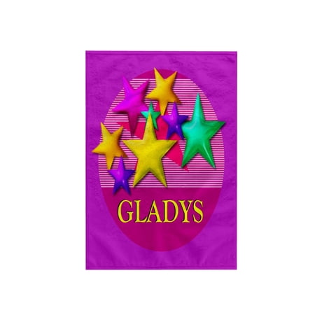 3dRose, Vibrant colored stars on a pink background with the name GLADYS, 15x22 Hand Towel