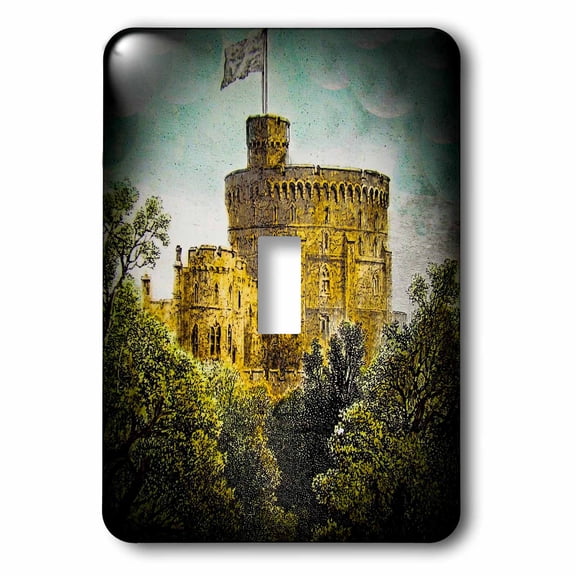 3dRose, Victorian Era Magic Lantern Slide Windsor Castle Round Tower Vintage, single toggle switch