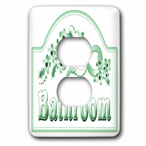 3dRose, Victorian Green Bathroom Sign, 2 plug outlet cover