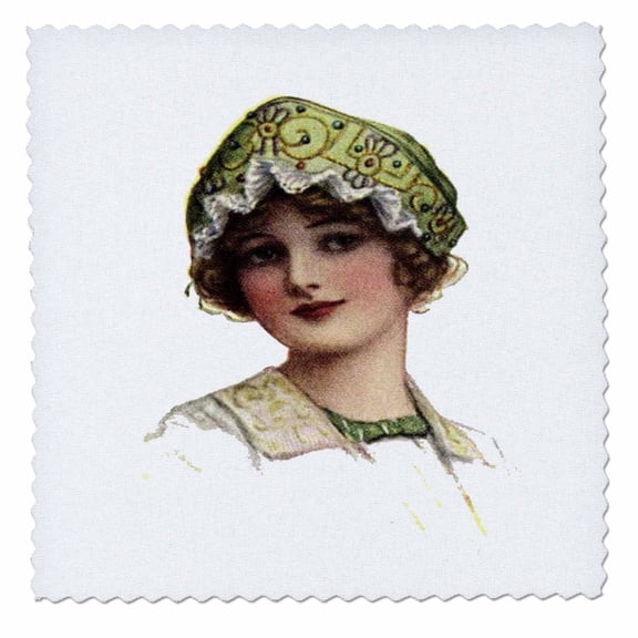 3dRose, Victorian Lady With Bead and Lace Bonnet, 14x14 inch quilt square