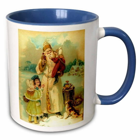3drose, Victorian Santa, 15oz Two-tone Blue Mug