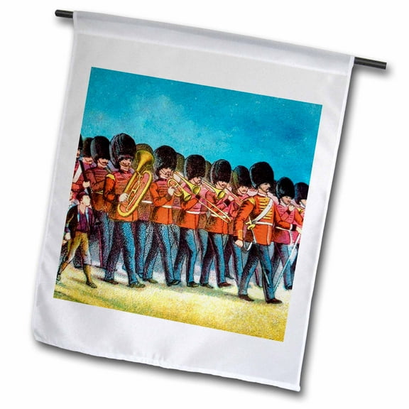 3dRose, Victorian era marching band featuring brass instruments., 12 x 18 inch Garden Flag