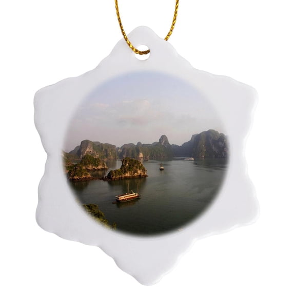 3drose, Vietnam, Ha Long Bay, Limestone Rock Formations-as38 Mwr0016 - Micah Wright, 3 inch Snowflake Porcelain Ornament