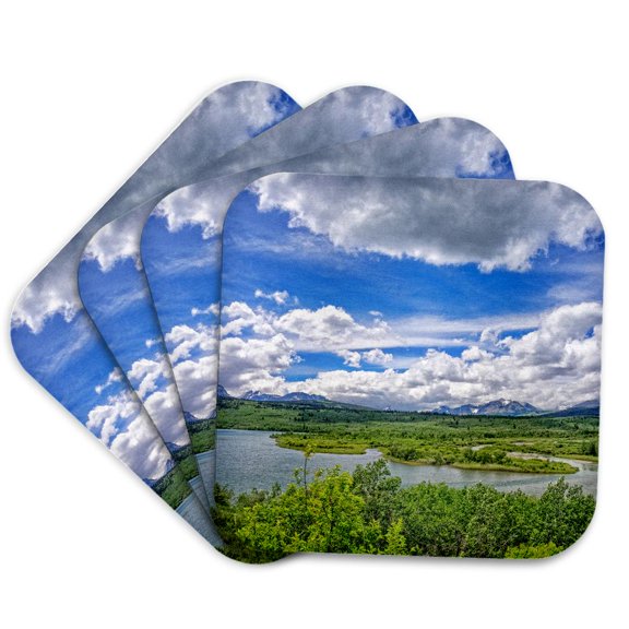 3drose, View into Glacier National Park from Saint Mary, Set of 4 Coasters - Soft