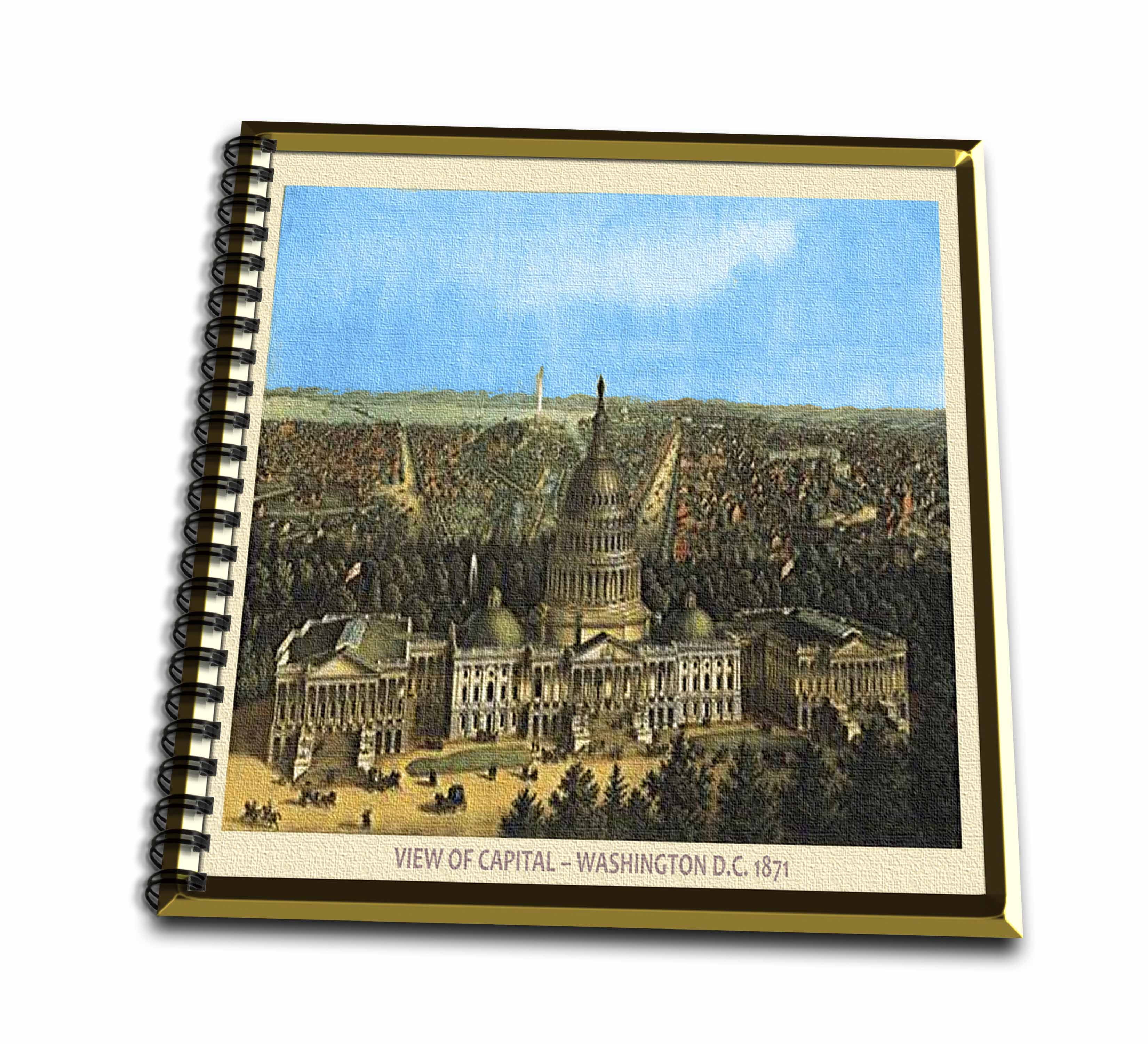 3dRose, View of Capital in Washington, D.C. (Vintage 1871), Memory Book 12 x 12 inch