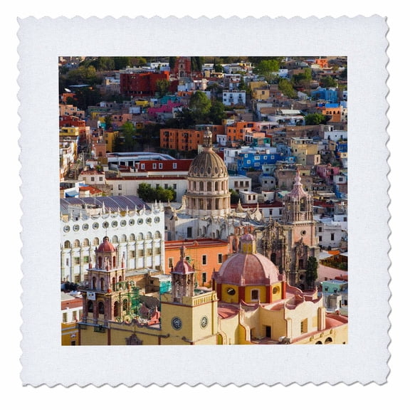 3dRose, View over Guanajuato, Mexico, 10x10 inch quilt square