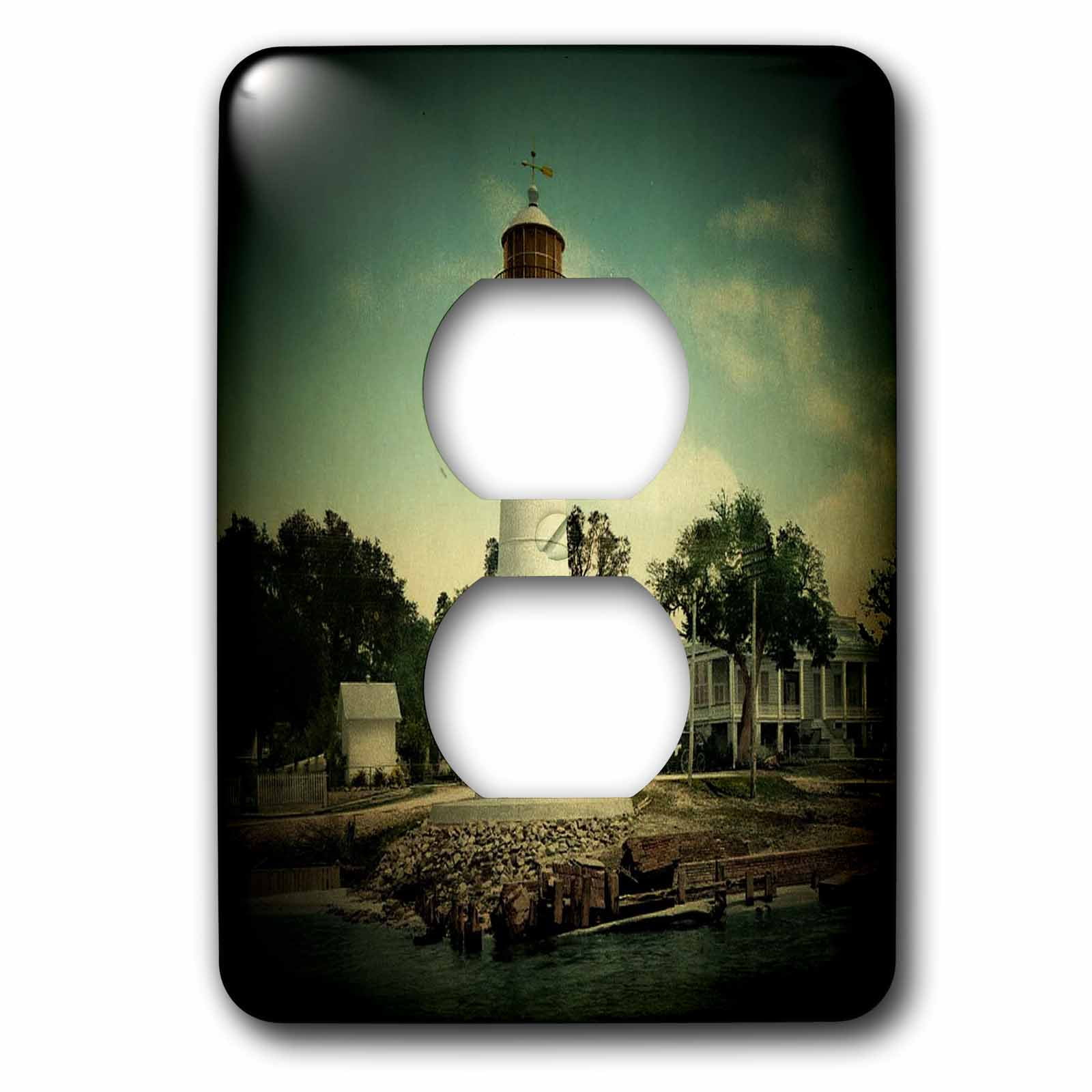 3dRose, Vintage 1901 Biloxi Lighthouse spotlight , 2 plug outlet cover