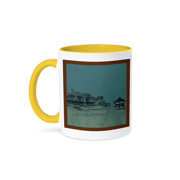 3dRose, Vintage 1903 Bethany Beach Boardwalk, 11oz Two-Tone Yellow Mug