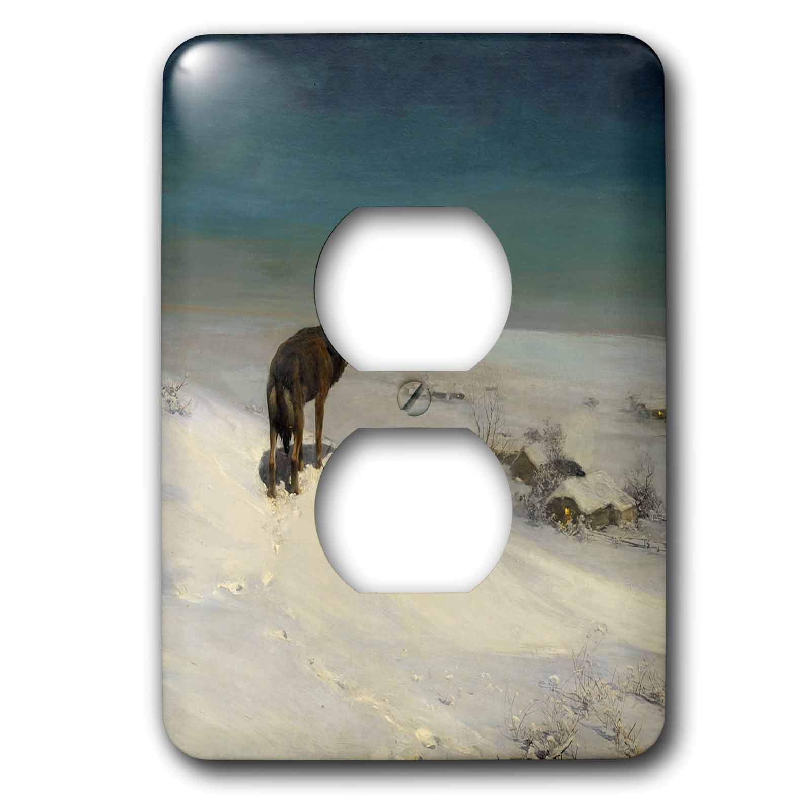 3dRose, Vintage 1915 The Snow Wolf by A Wierusz-Kowalski, 2 plug outlet cover