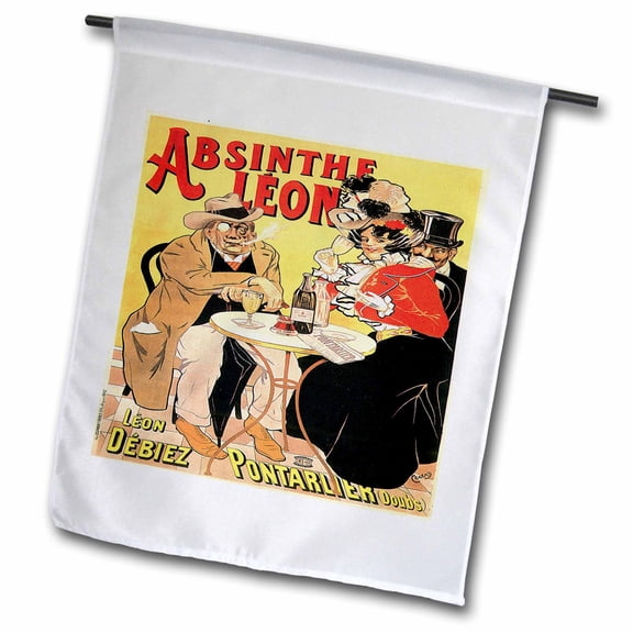 3dRose, Vintage Absinthe Leon French Wine Advertising Poster, 12 x 18 inch Garden Flag