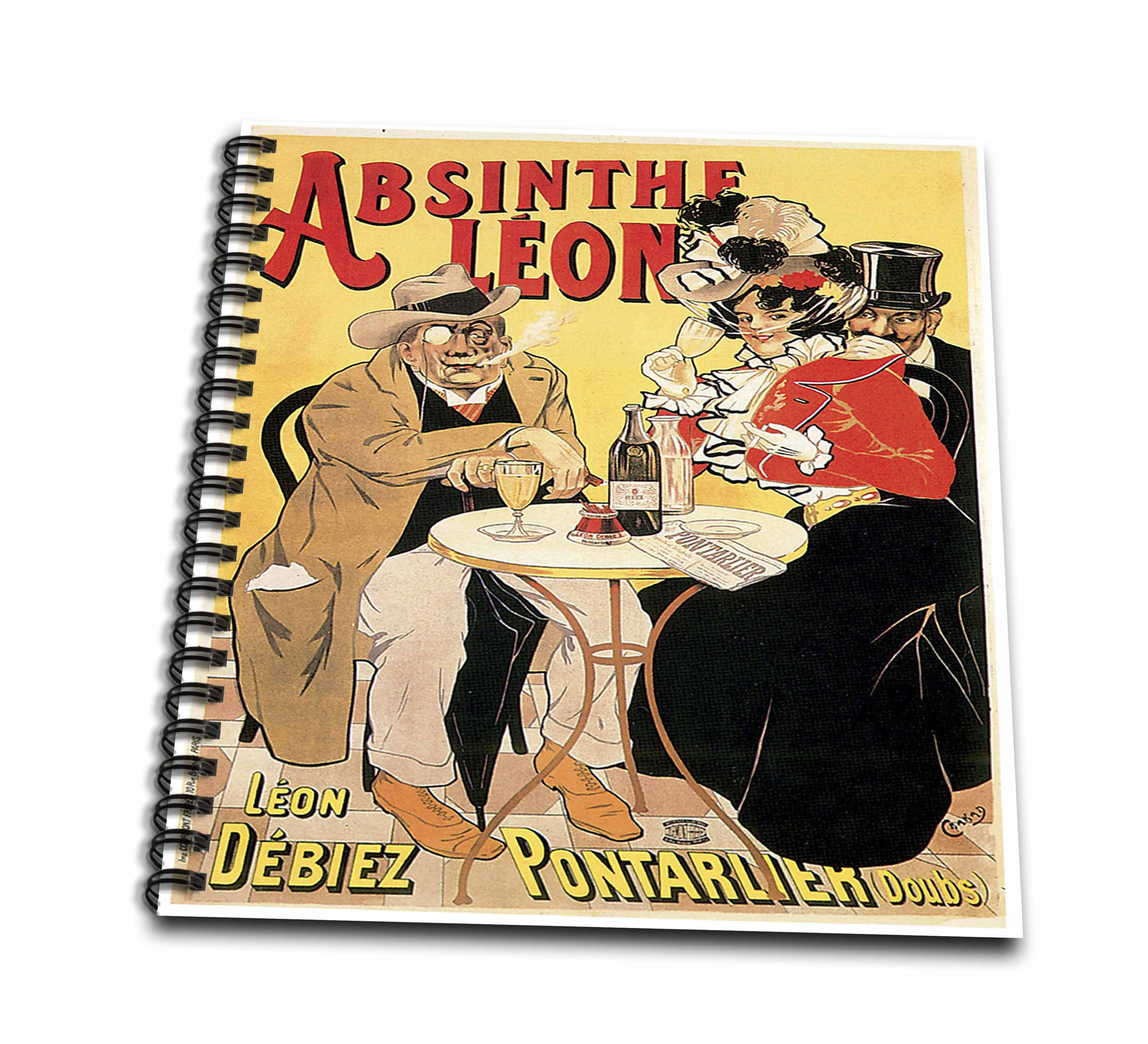 3dRose, Vintage Absinthe Leon French Wine Advertising Poster, Memory Book 12 x 12 inch