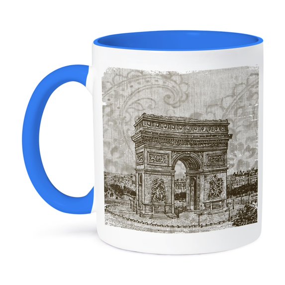 Vintage Arc De Triomphe - France, 11oz Two-Tone Blue Mug