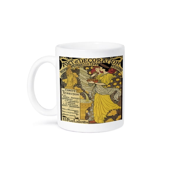 3dRose, Vintage Art Nouveau Art et Decoration French Poster, 11oz Mug