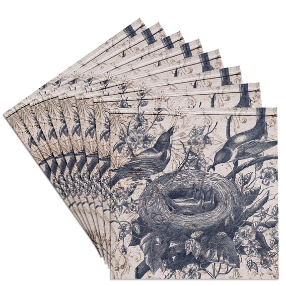 3dRose, Vintage Bird Nest Nature Art, Set of 8 Ceramic Tile Coasters